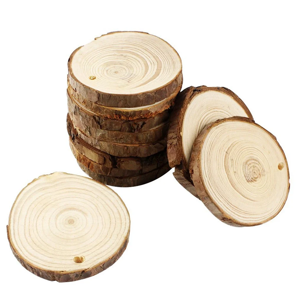 

50pcs 5-6Cm Wood Slices Discs Natural Rosewood Polished Both Sides Diy Craft Wedding Decoration Jute Twine Handicraft Tools