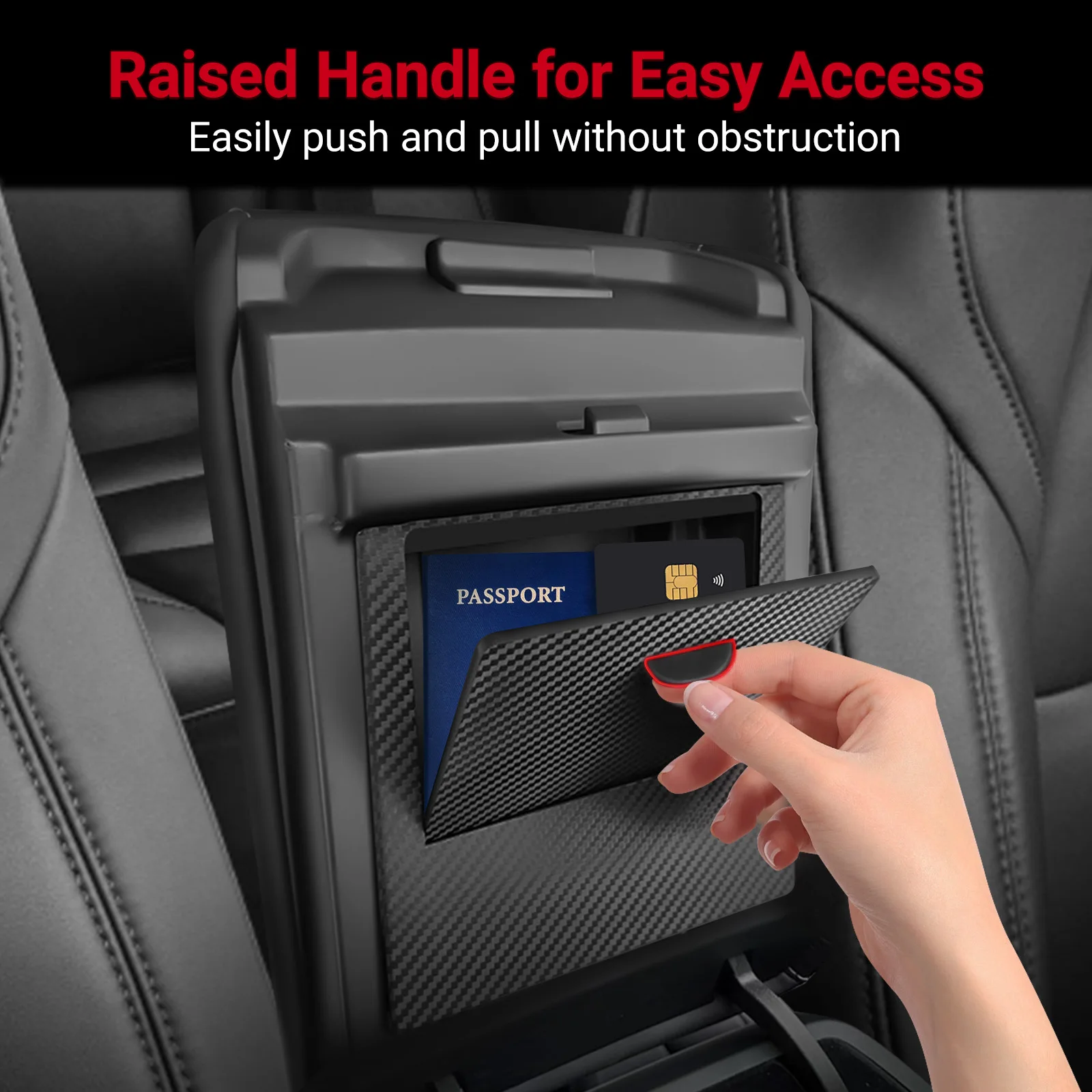 Pokrywa schowka centralnego konsoli samochodowej ABS z włókna węglowego do Tesla Model 3 Y 2017-2022 2023, akcesoria do ukrytego schowka w podłokietniku