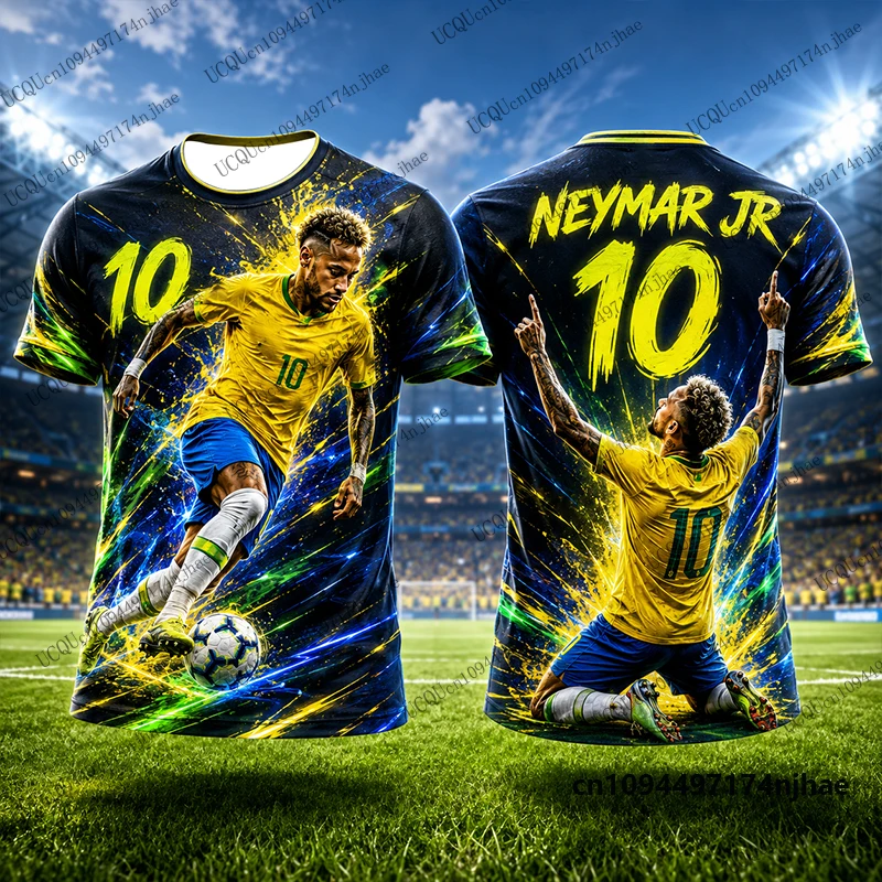 2026 New Brazil Special Neymar 10 Print Soccer Jersey For Men‘s T-shirt Summer Quick-Drying Sports Tees Casual Kids/Adult Tops - view 6