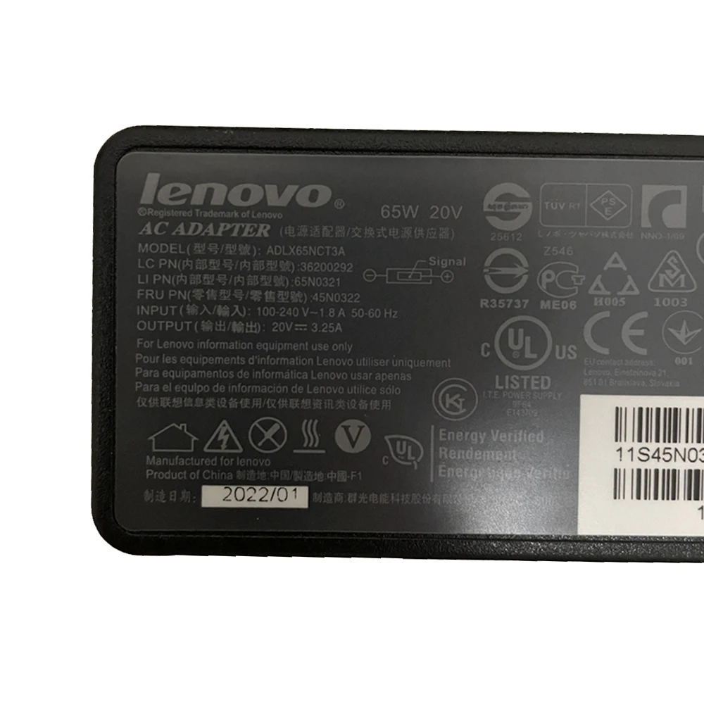 Lenovo AC Adapter 20V 3.25A 65W Thinkpad T430 T440 T440S T440P T450 T460 T460S T540P T560 Laptop Charger Power Supply 45N0262