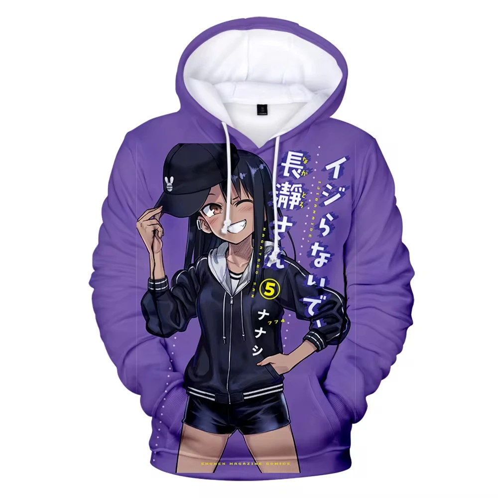 Anime characters Nagatoro 3D Printed Men's Hoodie Autumn Harajuku Long Sleeves Oversized Pullover Sweatshirt Unisex Clothing