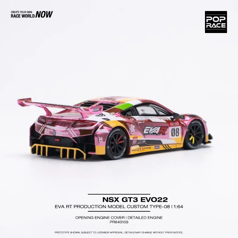 Pop Race 1:64 NSX GT3 Evo22 - EVA RT Production Model Custom Type-08 Diecast Model Car