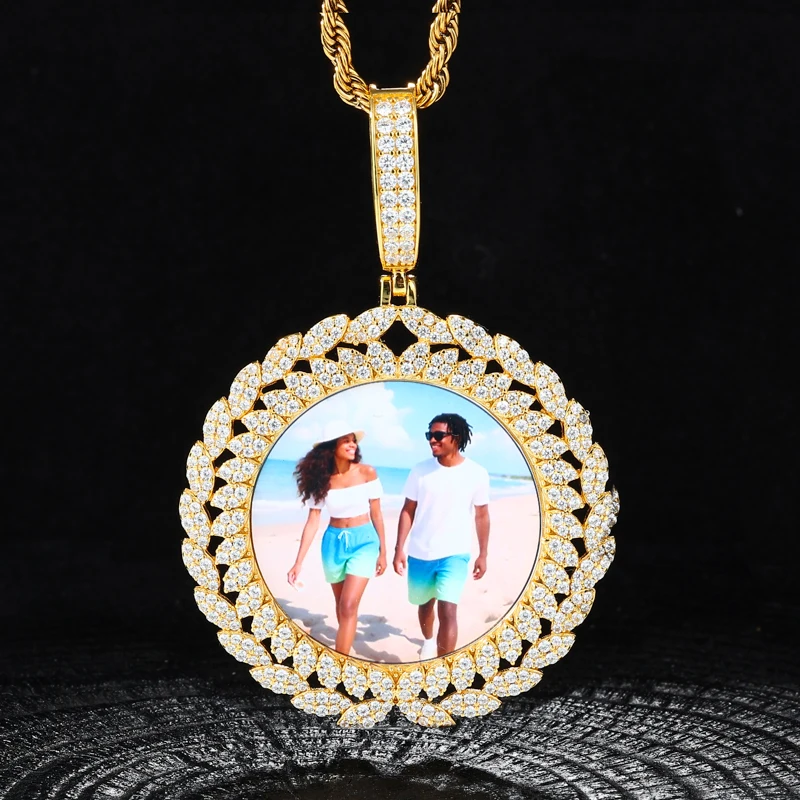 القمح رئيس ميداليات مخصصة صور قلادة للرجال الهيب هوب مجوهرات مثلج خارج قلادة مخصصة محفورة اسم الذاكرة هدية