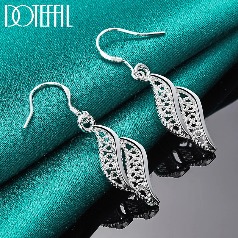 Doteffil 925 Sterling Zilveren Bladeren Leaf Drop Earring Voor Vrouw Lady Wedding Engagement Party Mode-sieraden