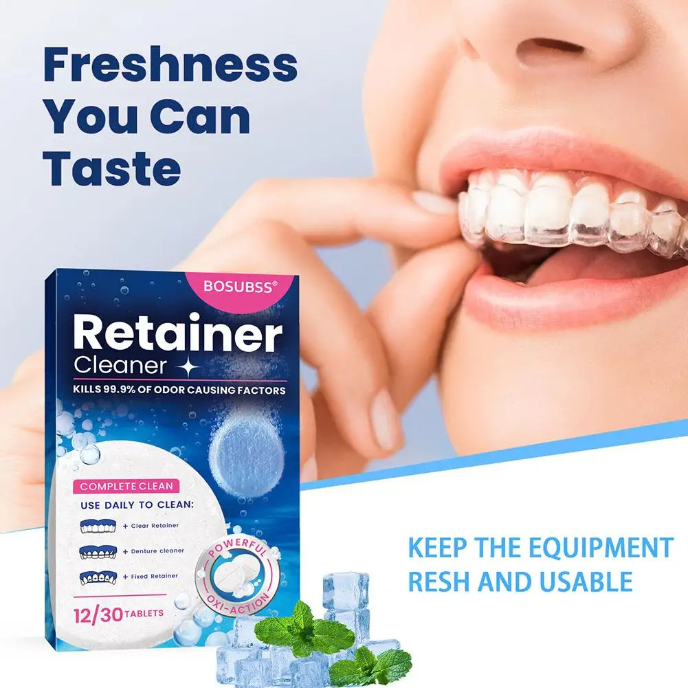 Denture Cleaning Effervescent Tablets Disposable Aluminum Foil Bag Oral Braces Cleaner Retainer Aligner Effervescent Tablets