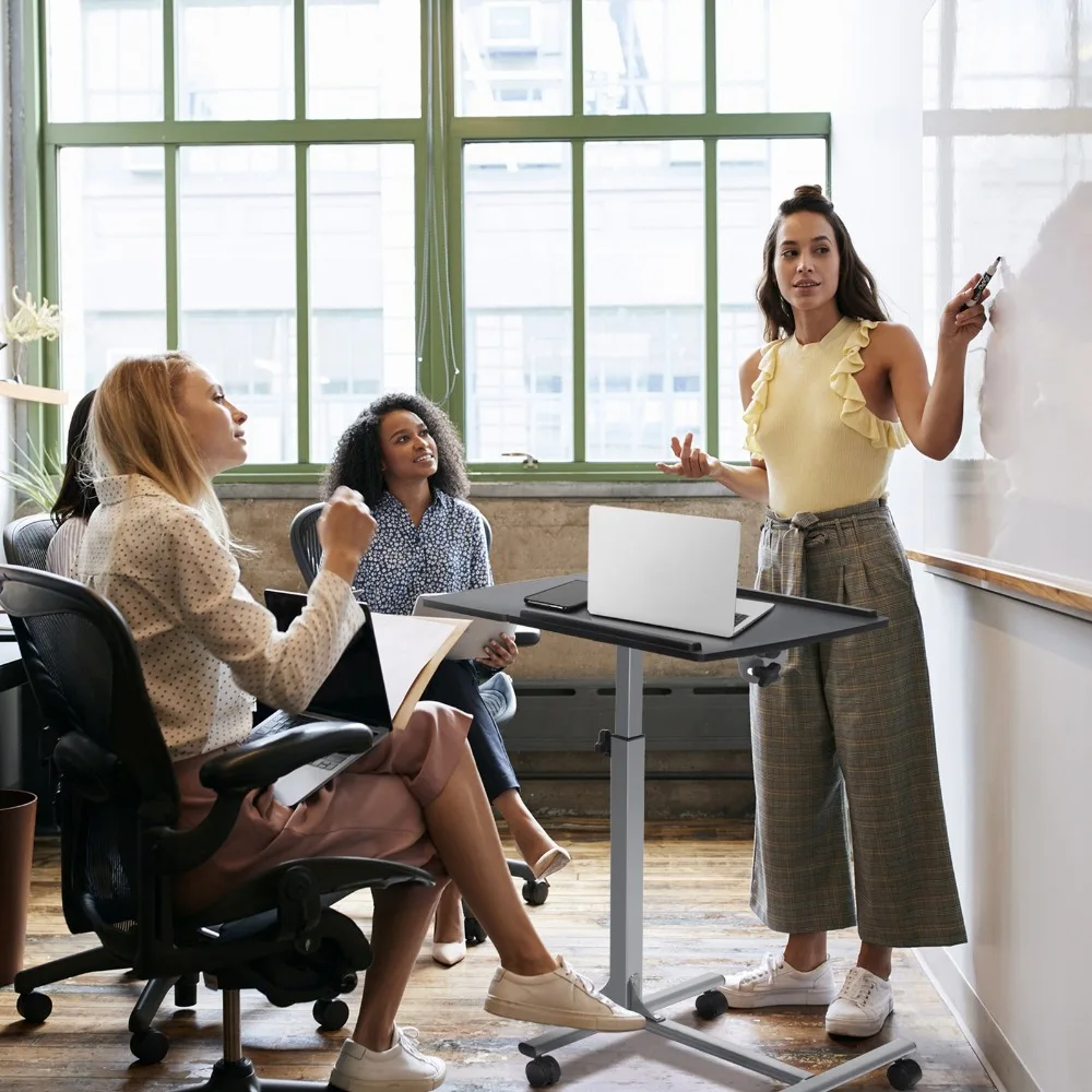 

Мобильная подставка для ноутбука на колесиках, регулируемая по высоте, прикроватный/придиванный столик