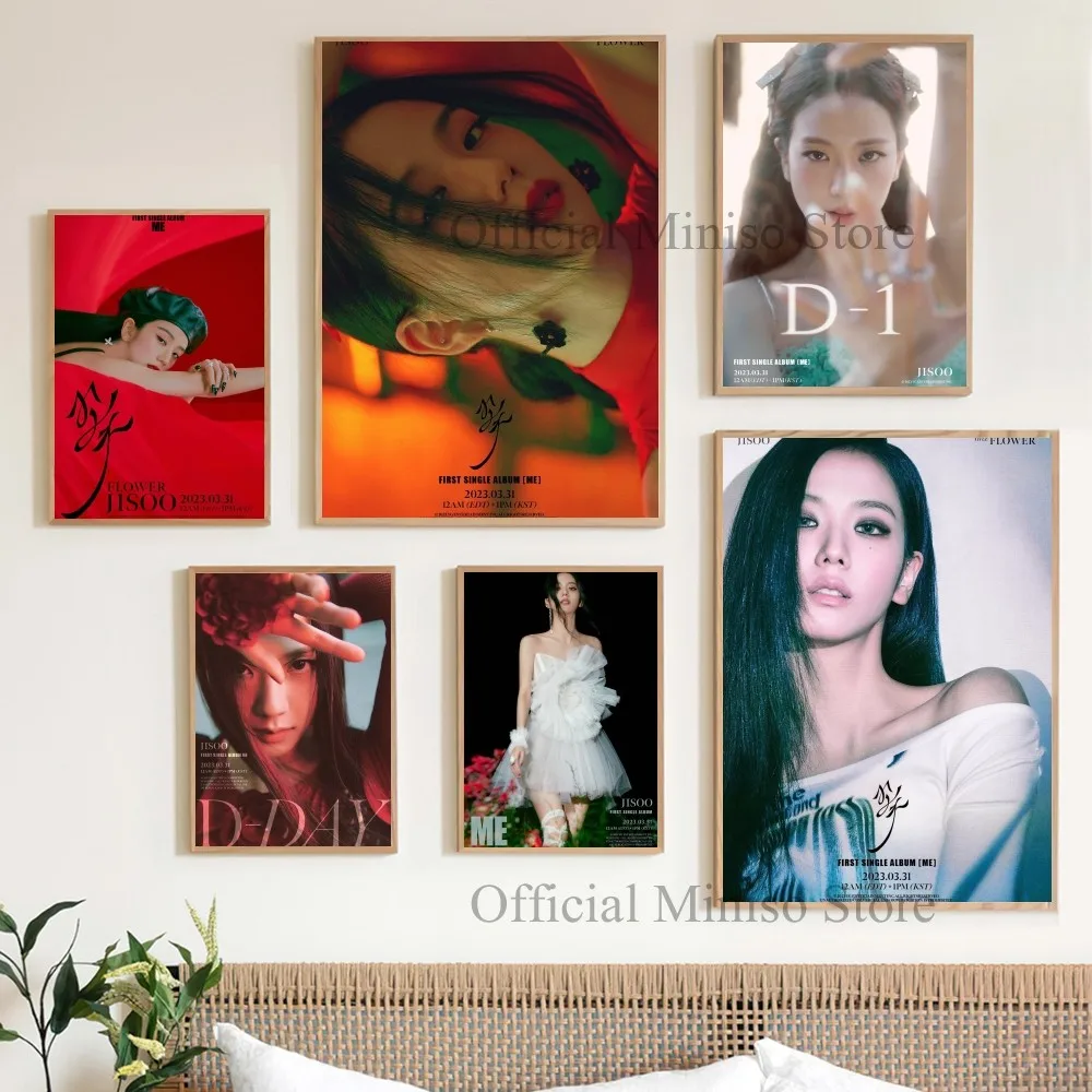 1pc B-Black Pink Korean Girl Group Jisoo Poster Waterproof Paper Sticker Coffee House Bar Room Wall Decor