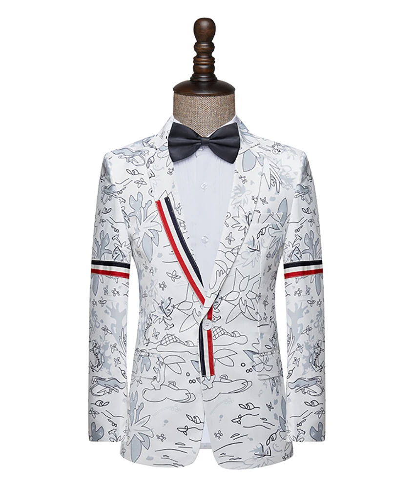 

2025 New Fashion Suit Jacket Men's British Style Singer Stage Performance Hosting Tuxedo Performance Suit 1-piece Men's Suit