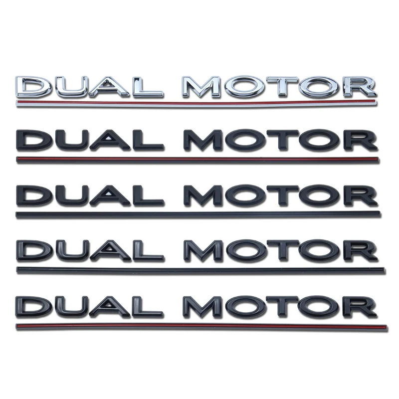 

3D ABS Chrome Black Logo DUAL MOTOR Emblem Letters Line Car Trunk Badge For TESLA Model 3 S Y DUAL MOTOR Sticker Accessories