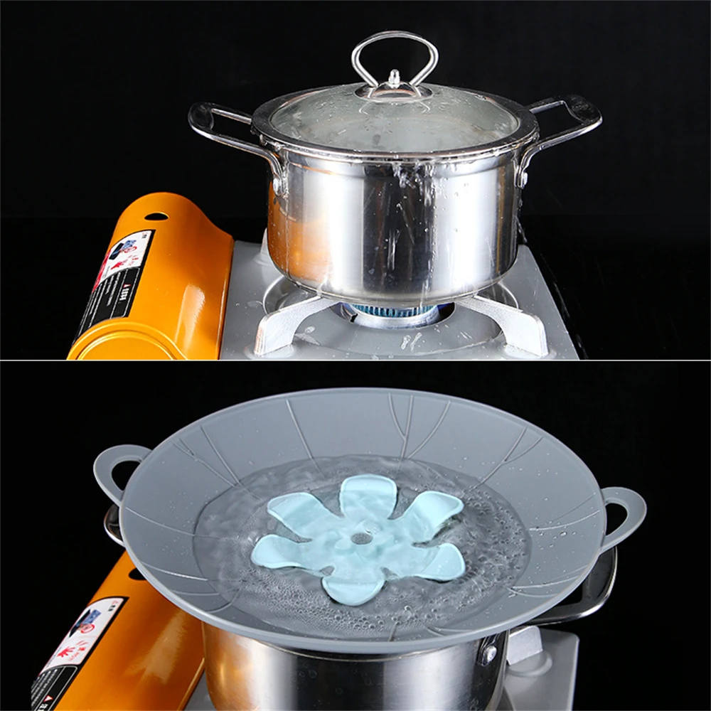 Multifunctional Spill Proof Pot Lid Silicone Foldable With Anti Scald Grip Dual Purpose Silicone Pot Lid  Cooking Tools