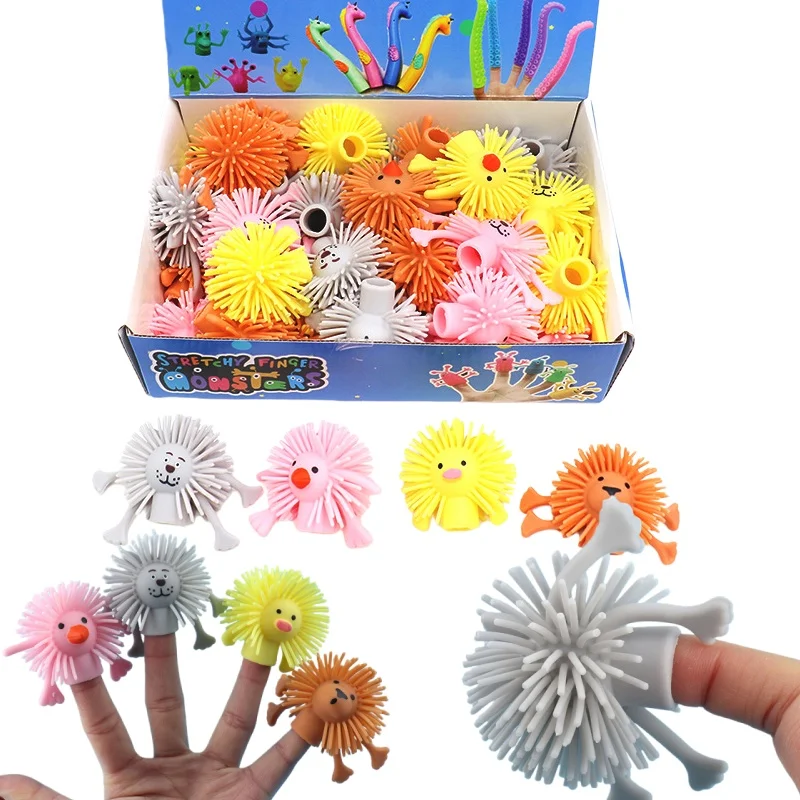 

4Pcs Novelty Finger Rubber Animal Puppets Finger Dolls Stretch Stretch Decompression Funny Toy Children Party Games Holiday Gift