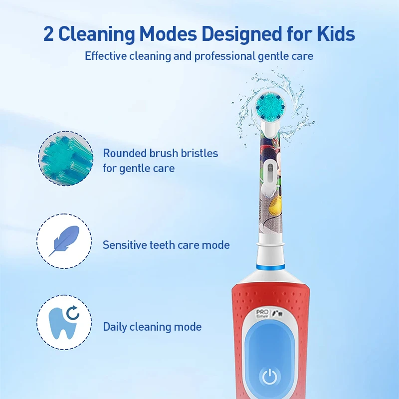 Oral-B D100K sikat gigi elektrik anak, sikat gigi elektrik tahan air 2 mode pengatur waktu, sikat gigi bersih lembut dengan putri Frozen untuk anak-anak 3 +