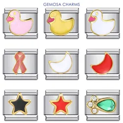 GEMOSA New Fashion Y2k kawaii Cute Duck Star Moon Charm Italian Links Fit 9mm Bracelet Making DIY Jewelry