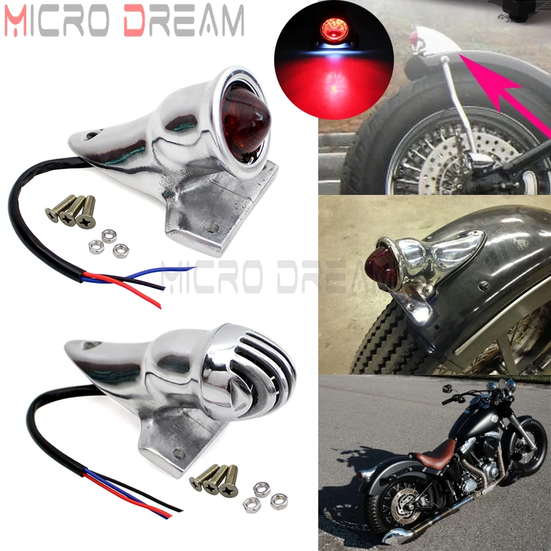 Motorcycle LED Rear Tail Brake Stop Light Lamp Retro Taillight For Harley Honda Yamaha Suzuki Kawasaki Chopper Bobber Custom FLS