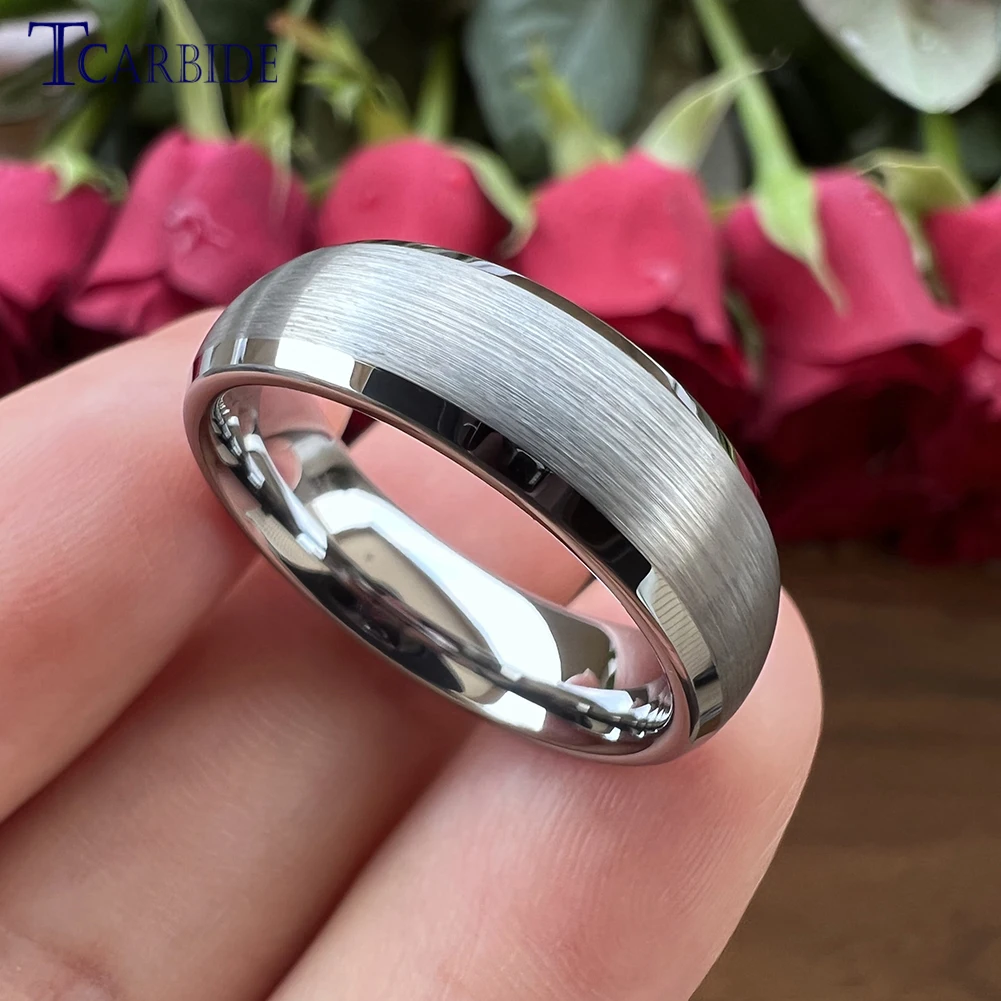 Dropshipping 6mm 8mm Black Color Men Women Wedding Band Tungsten Carbide Ring Beveled Brushed Classic Gift Jewelry