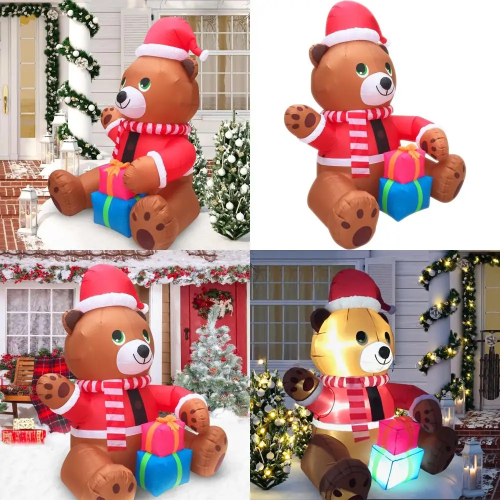 

6-Foot Tall Inflatable Teddy Bear Outdoor Christmas Lawn Decoration