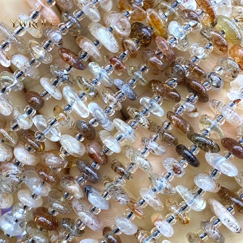 8-12mm Natural Stone Irregular Gem Golden Black Super Seven Quartz Spacer Beads for Jewelry Making Diy Bracelets Accessories