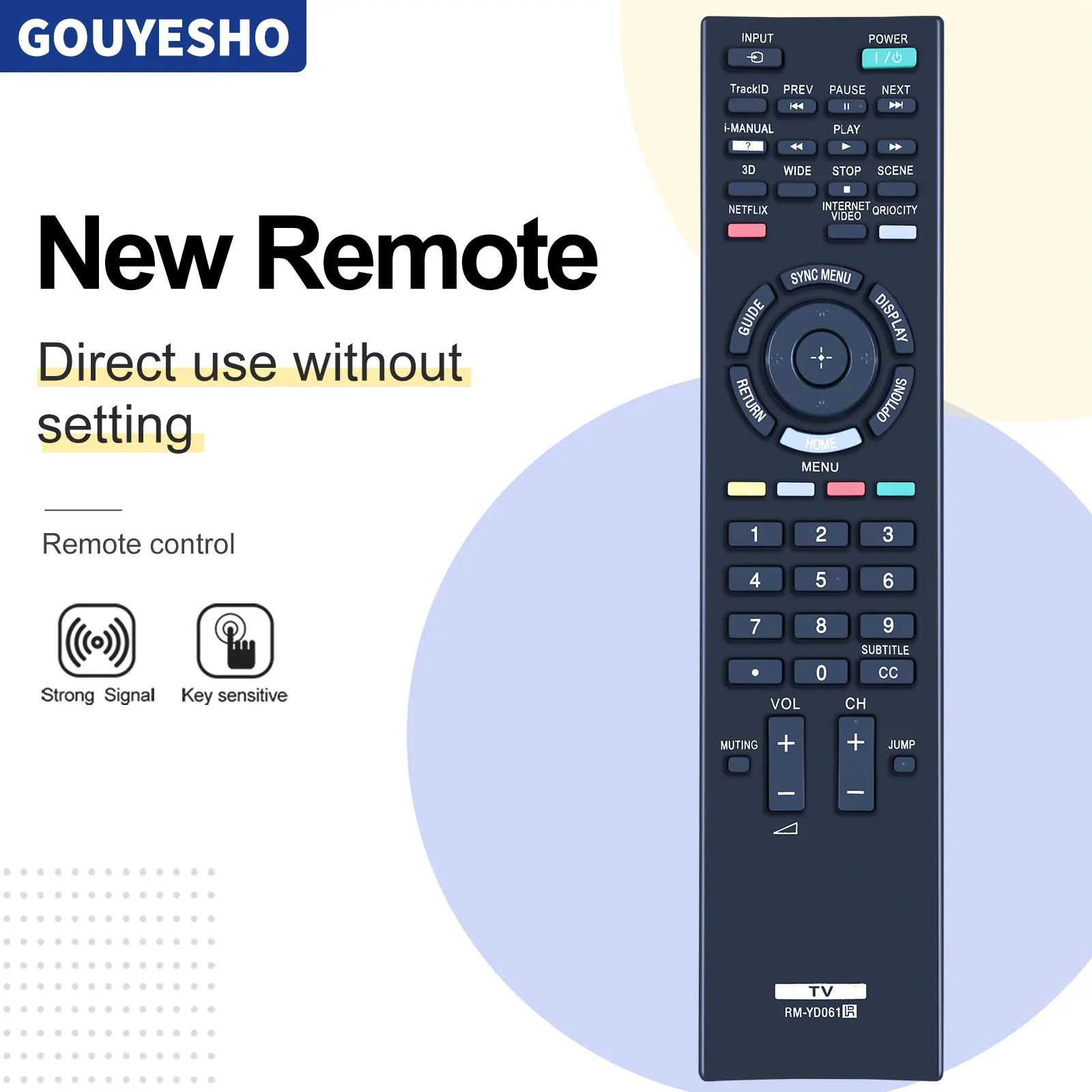 New RM-YD061 Remote Control for Sony TV KDL-32EX720 KDL-55HX729 KDL-40EX720