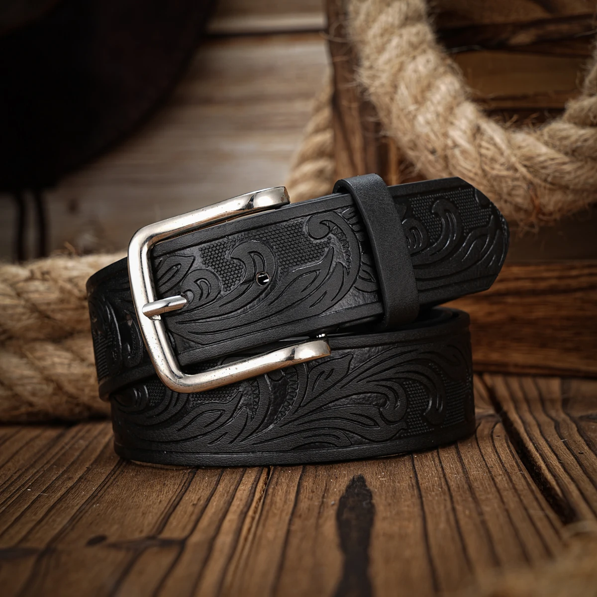 Fashionable Men Western Style PU Belt