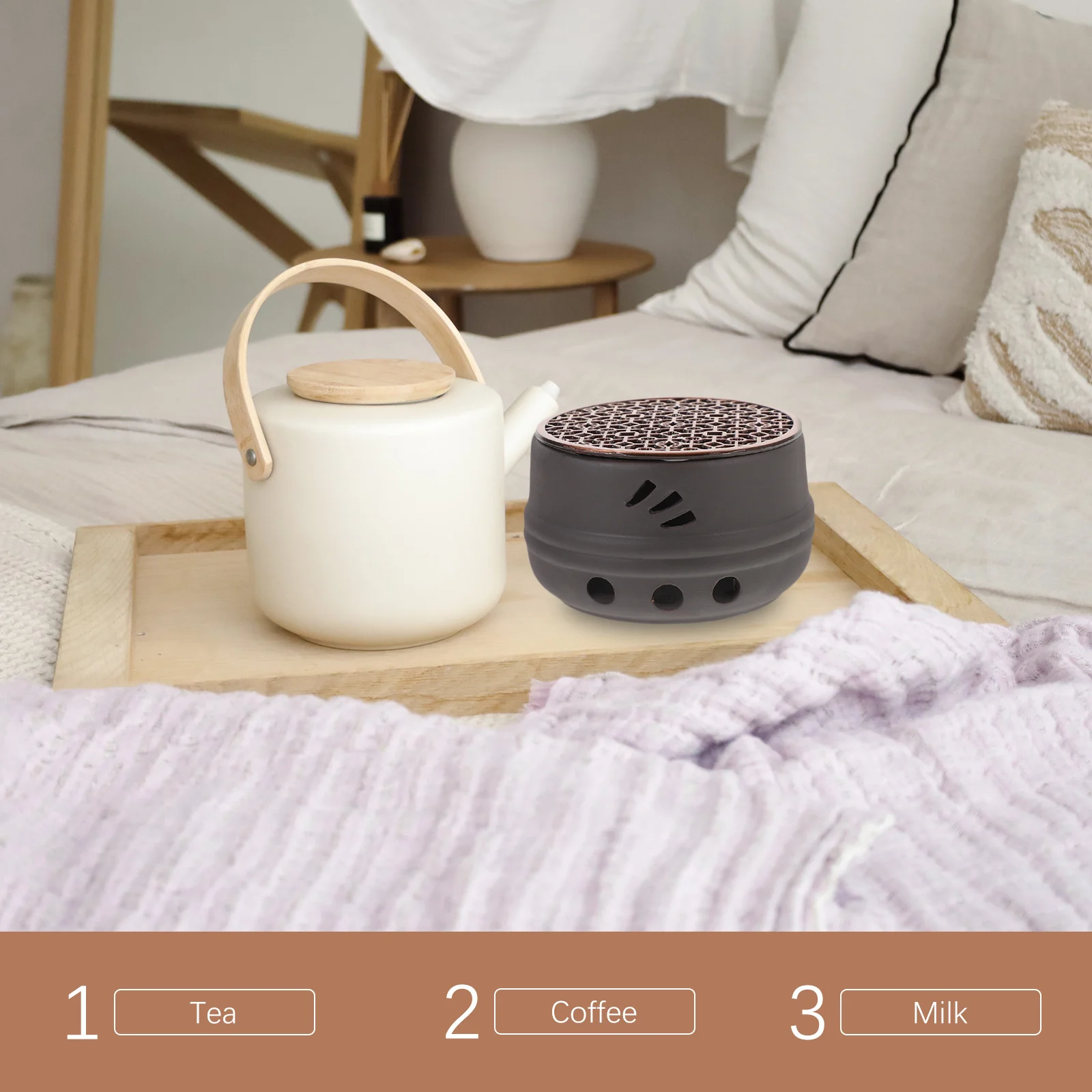 

Stainless Steel Teapot Warmer Hollow Design Heating Base Dirt Resistant Easy Clean Tea Light Heater Metal Tea Warmer for Home