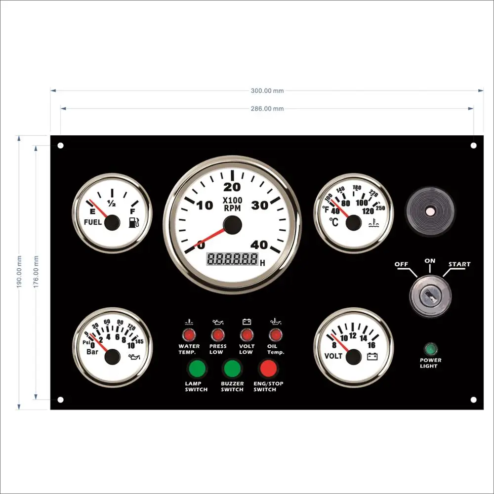 

Marine Engine Instrument Gauge Panel, Compatible All Vessels