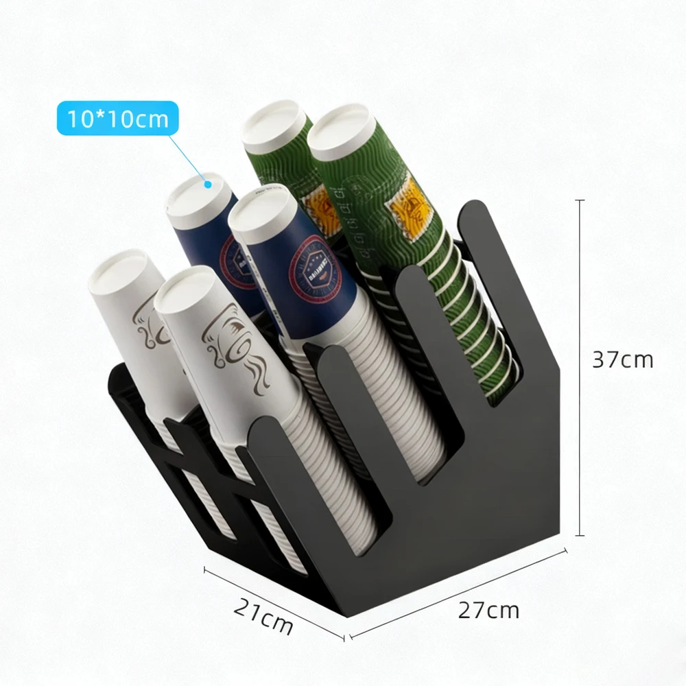 NEW Disposable Cup Holder Coffee Paper Cup Dispenser Storage Rack Adjustable 6 Grid Counter Desktop Bubble Tea Shop Organizers