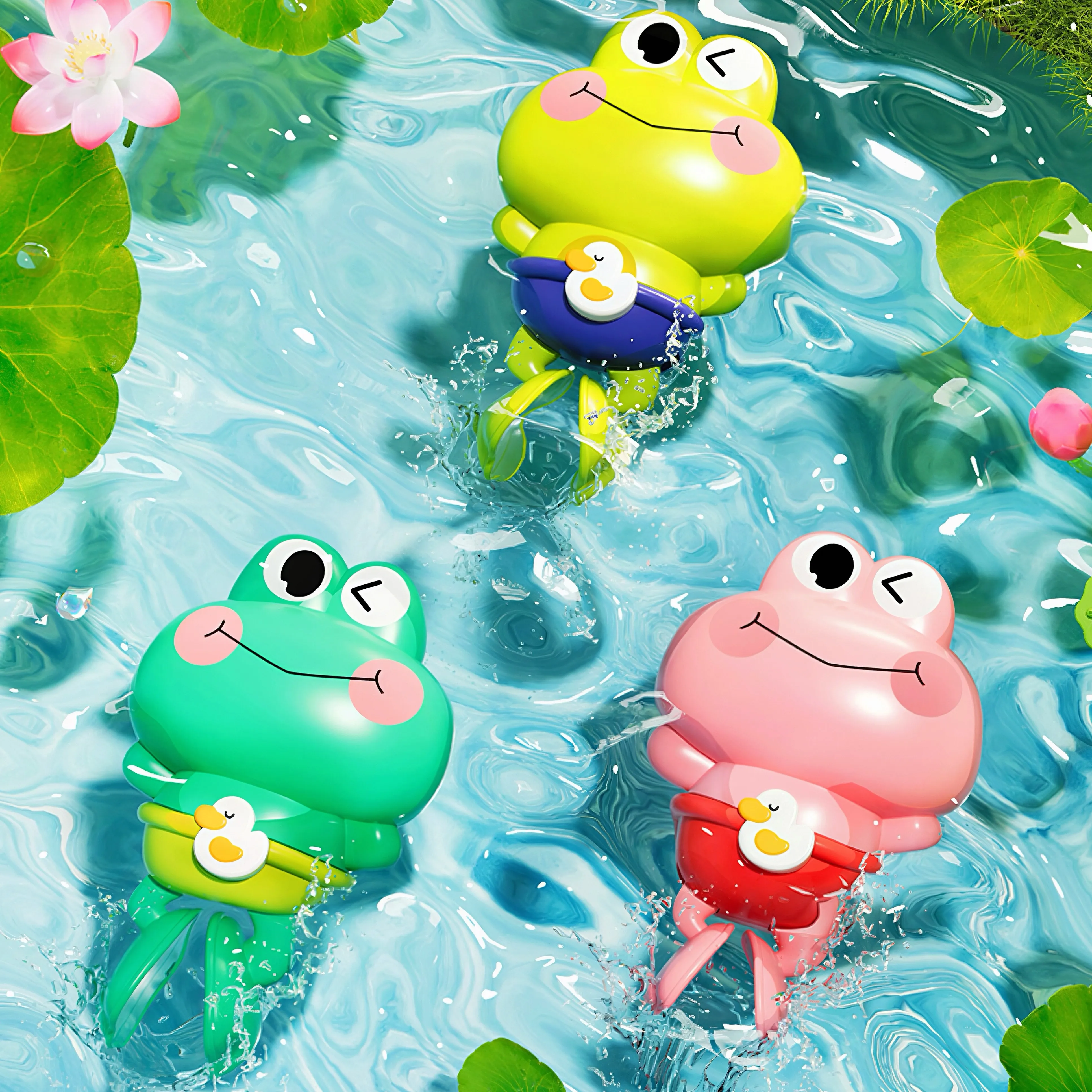 1pcs New Children's Bath Toys Clockwork Swimming Frogs That Float Toys Creative Fun Wind-Up Frog Baby Bathroom Water Play Toys