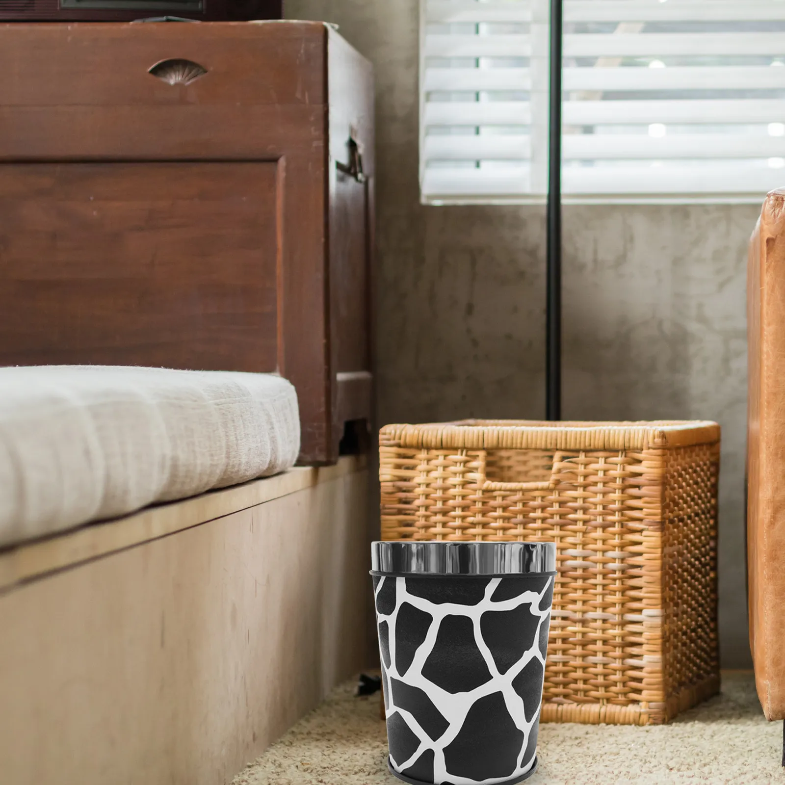 

Large Capacity Simple Retro Kitchen Garbage Can Portable Trash Container for Office Living Room Bathroom Trash Can