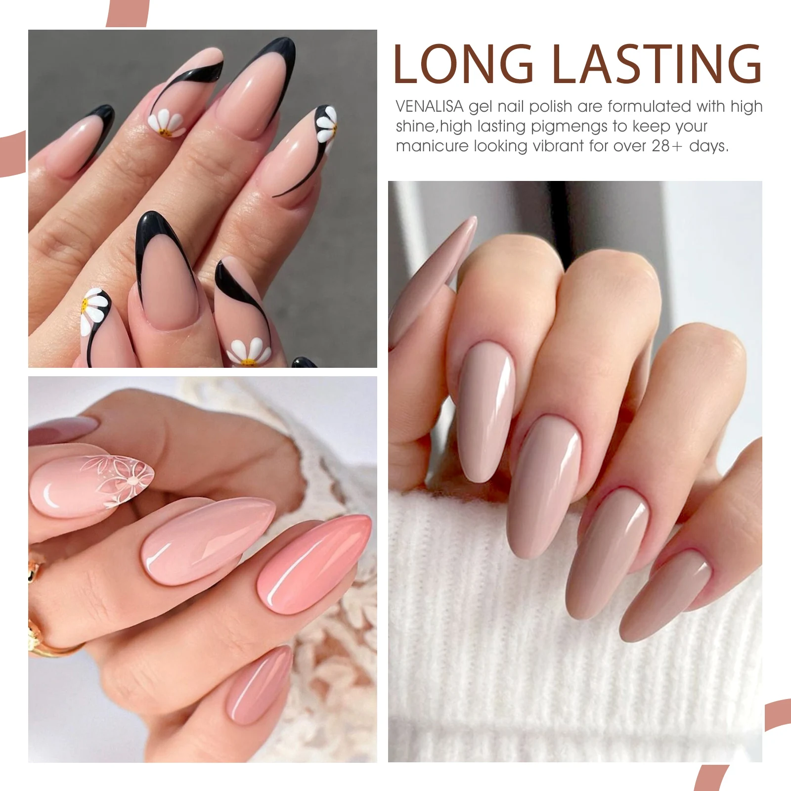 6Pcs/Lot Venalisa Gel Nail Polish Kit Long Lasting Nude Natural Color Brown Earth Coffee Rubber Base Coat Jelly Gel