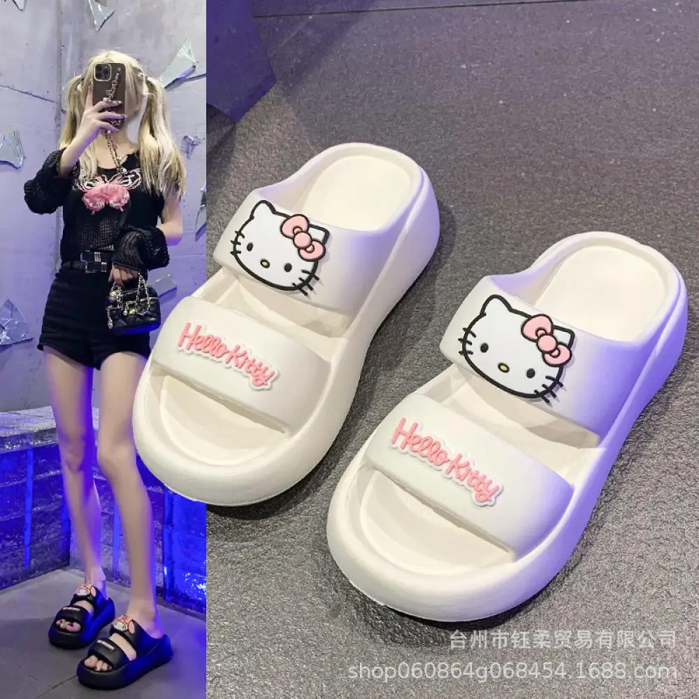 Sanrio Hello Kitty Cartoon damskie kapcie Kawaii Kuromi letnie buty Anime śliczne antypoślizgowe dziewczęce domowe sandały w akademiku moda