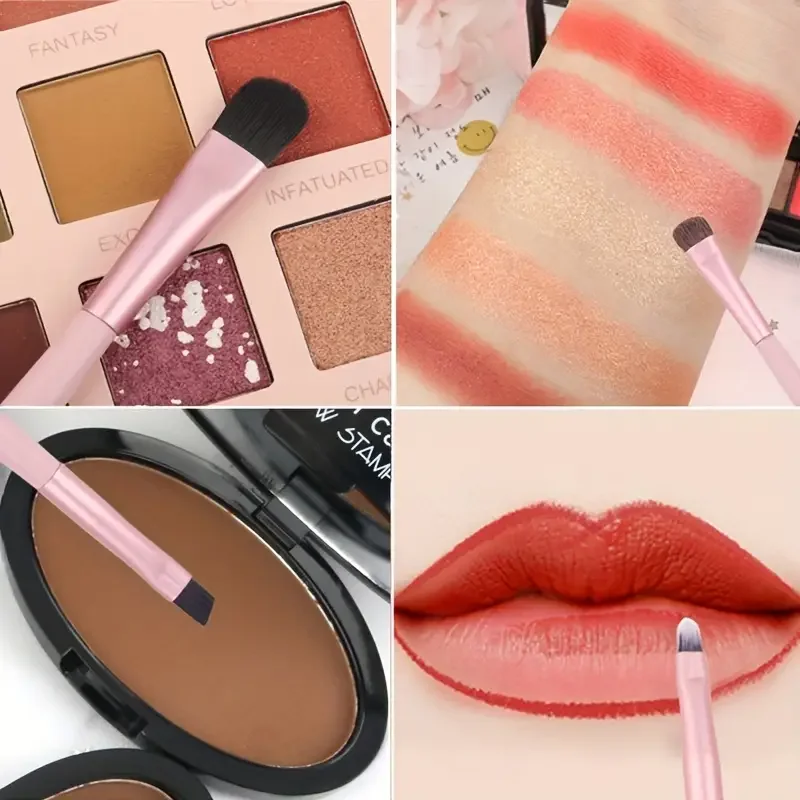 チークとアイシャドウのメイクブラシセット,ファンデーション,チーク,ブレンド,美容用の繊細で柔らかいツール,5個