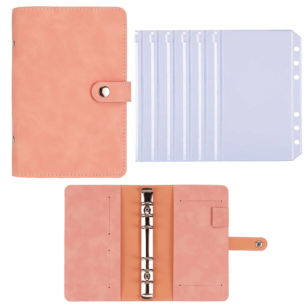 

1pcs Loose-Leaf Shell + 6pcs Zipper Bag, Deposit Book, Loose-Leaf Note Multi-Functional Storage Book, Accounting Plan Book