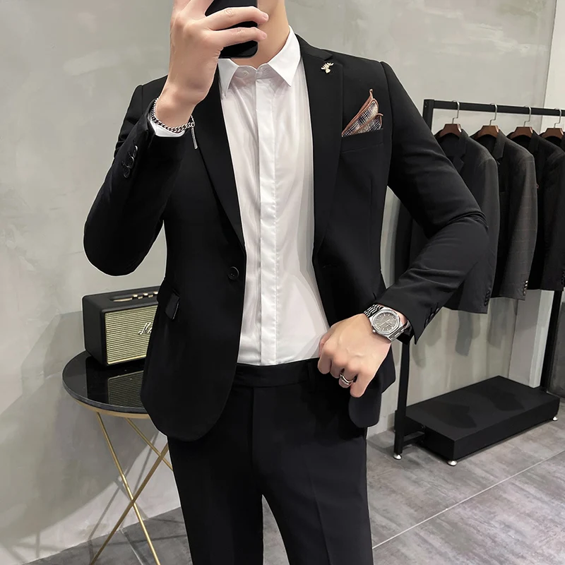 

H125 custom-made suit banquet red suit men's small suit jacket wedding dress wedding groom leisure slim spring and autumn new