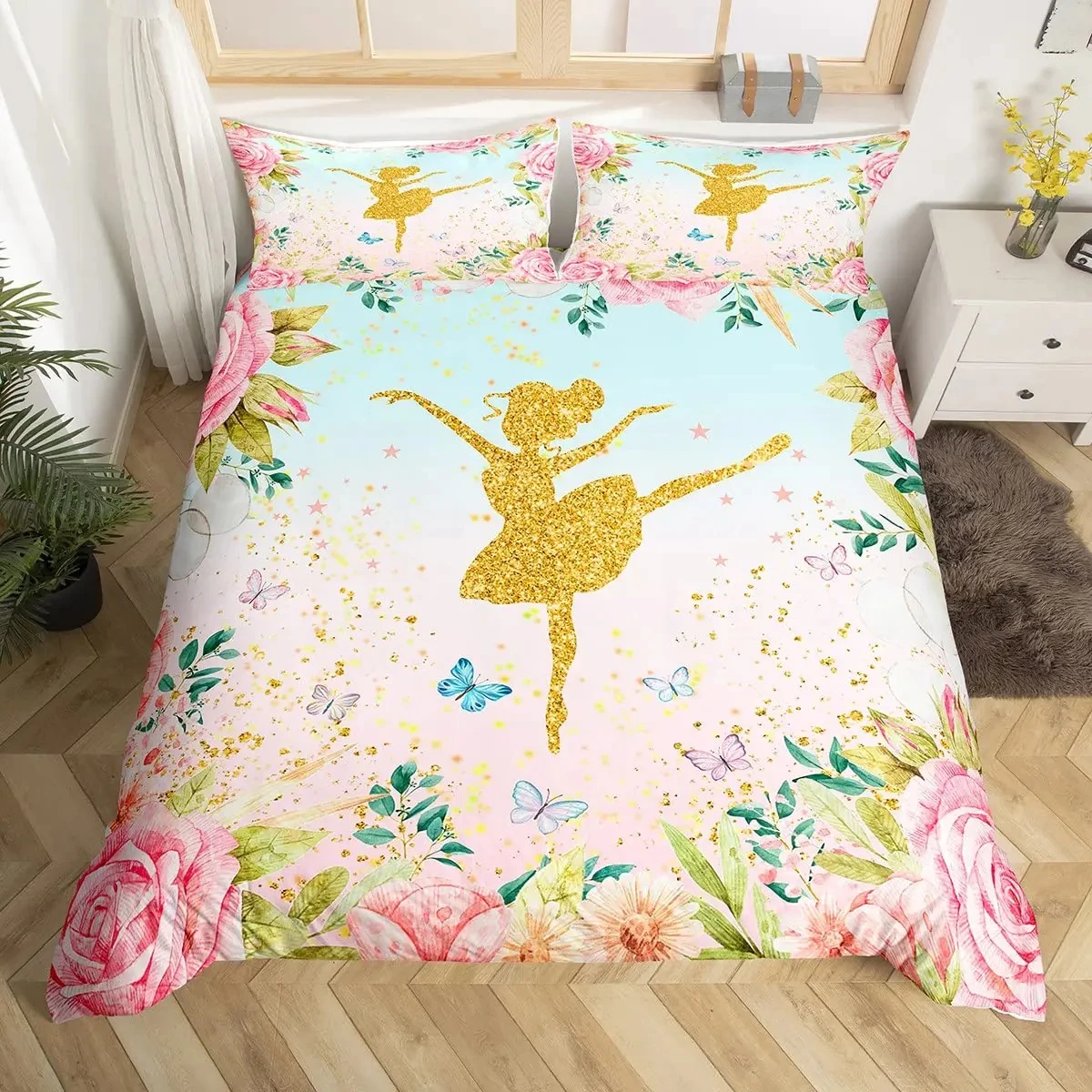 copripiumino-per-ragazza-ballerina-misura-singola-o-queen-size-set-biancheria-da-letto-con-motivo-floreale-rosa-copripiumino-da-sogno-per-ragazze-con-2-federe