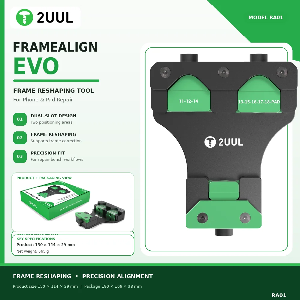 2UUL RA01 FrameAlign Evo Phone/Pad Frame Reshaping and Alignment for Repairing IP11-18 Series Phone/Pads Frame Correction Tool
