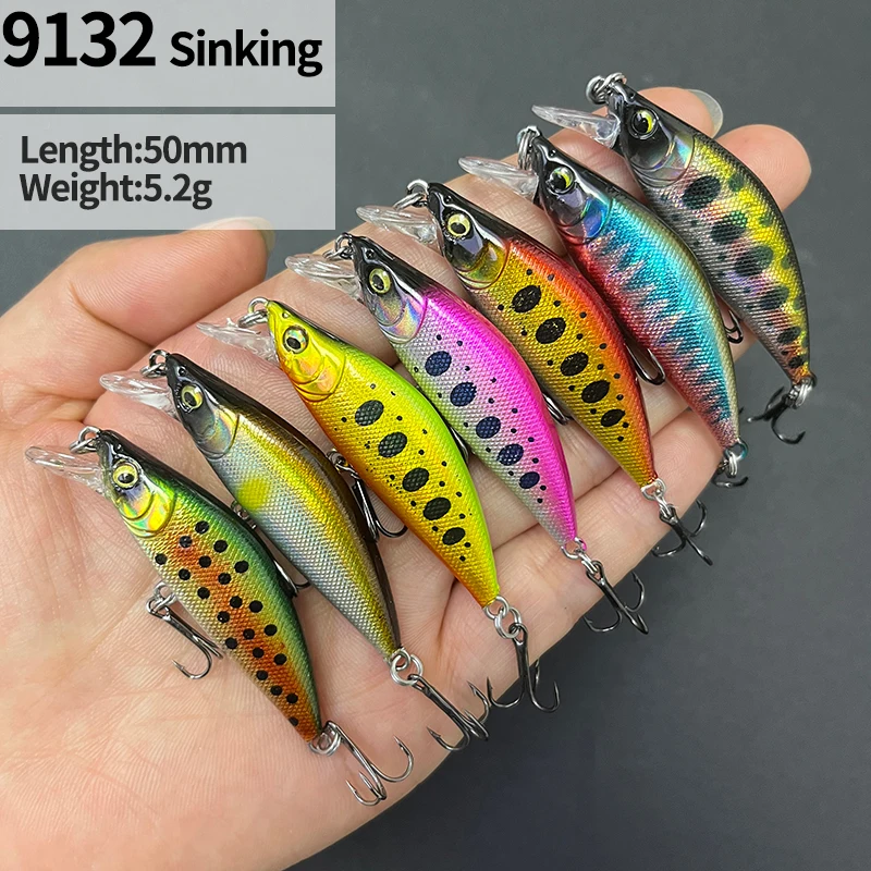 50mm 5.2g Mini Sinking Minnow Lure Long Casting Pesca Wobbler for Pike Trout Freshwater Artificial Hard Bait Fishing Equipment