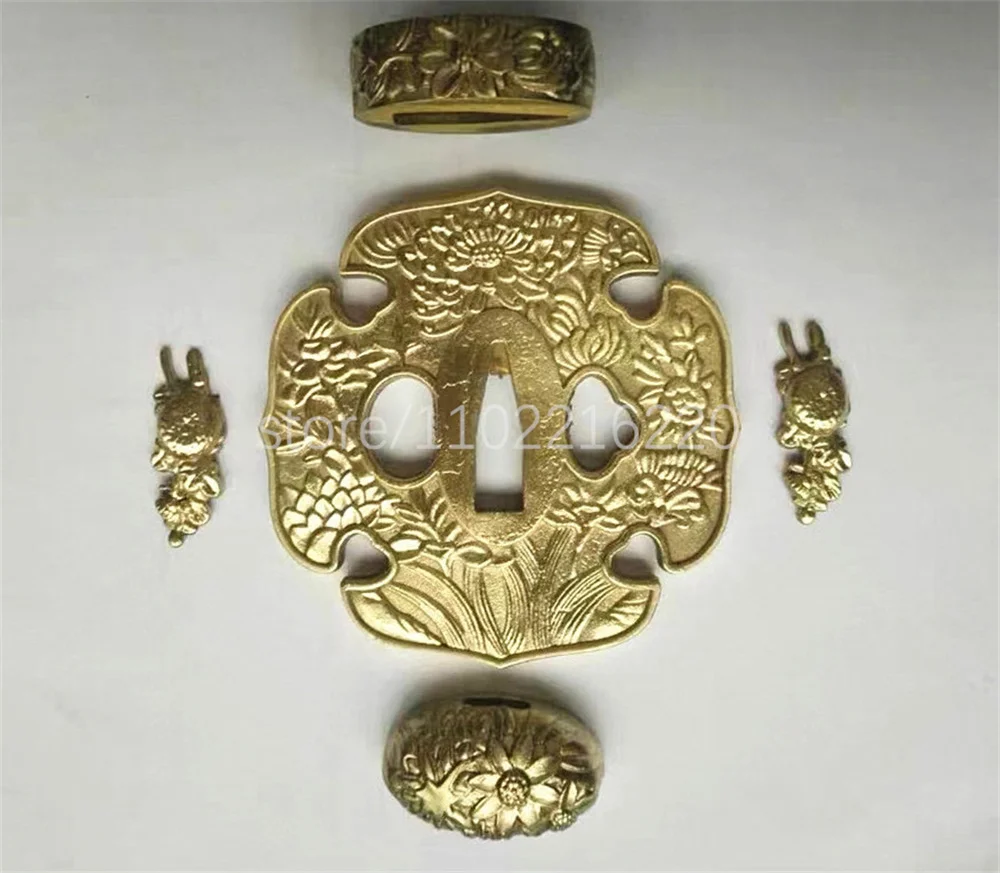 Very Exquisite Copper Brass Tsuba Handguard Copper Fuchi Kashira Menuki For Real Japanese Japan Samurai Katana Sword Fittings
