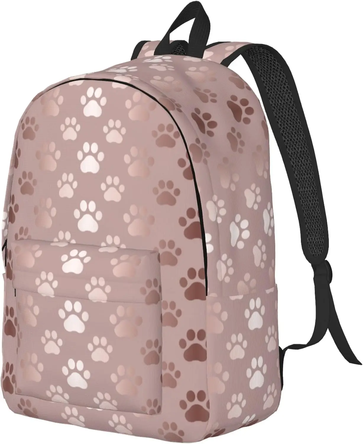 Rose Gold Dog Paw Animal Print Laptop Rucksack Work Bookbag Casual Daypack for Women Men Boy Girl Student Travel Hiking 16 Inch