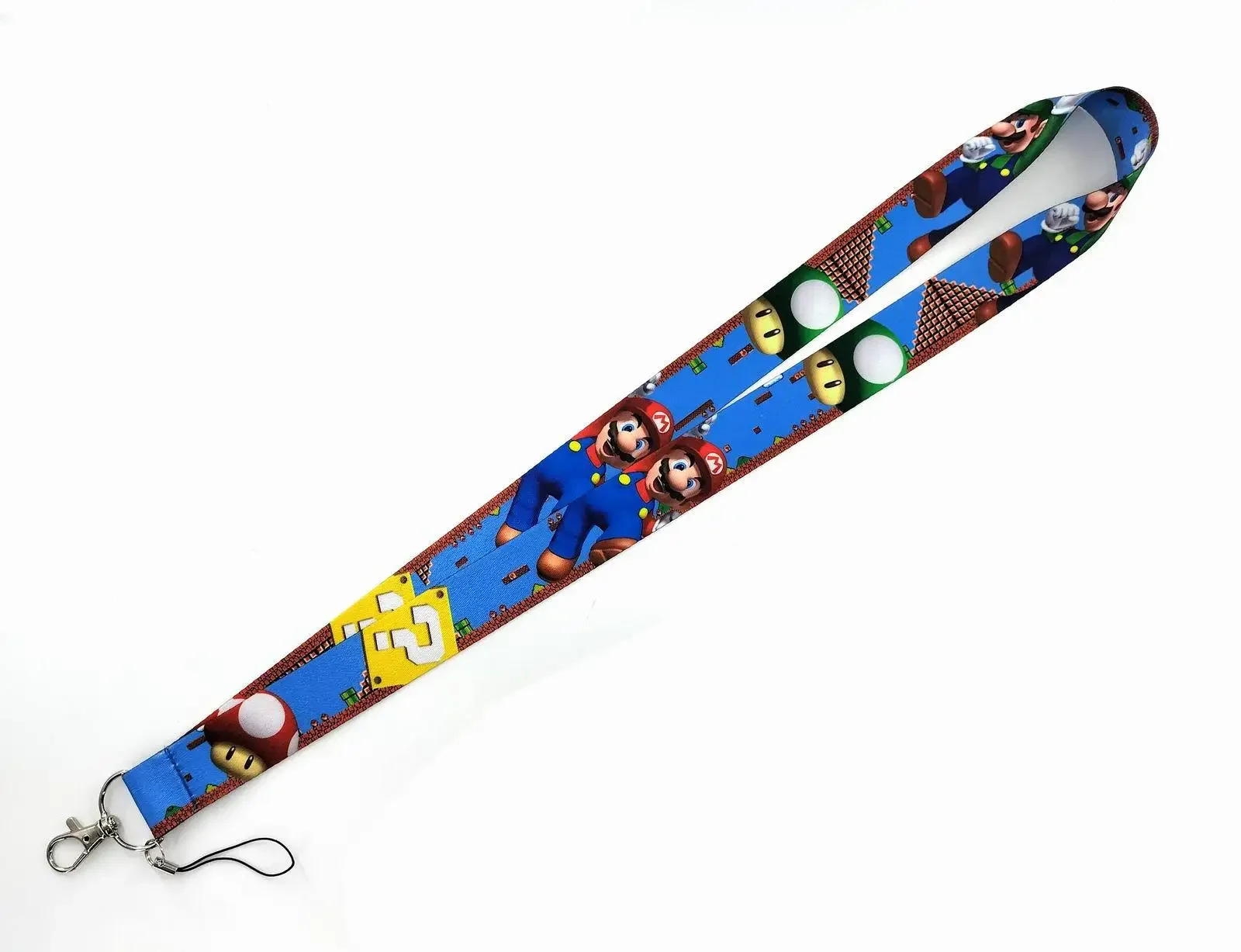 Anime Super Mario Bros Lanyard Luigi Peach Bowser Pattern Portable Camera Phone Hanging Neck Rope Keychain Decorations