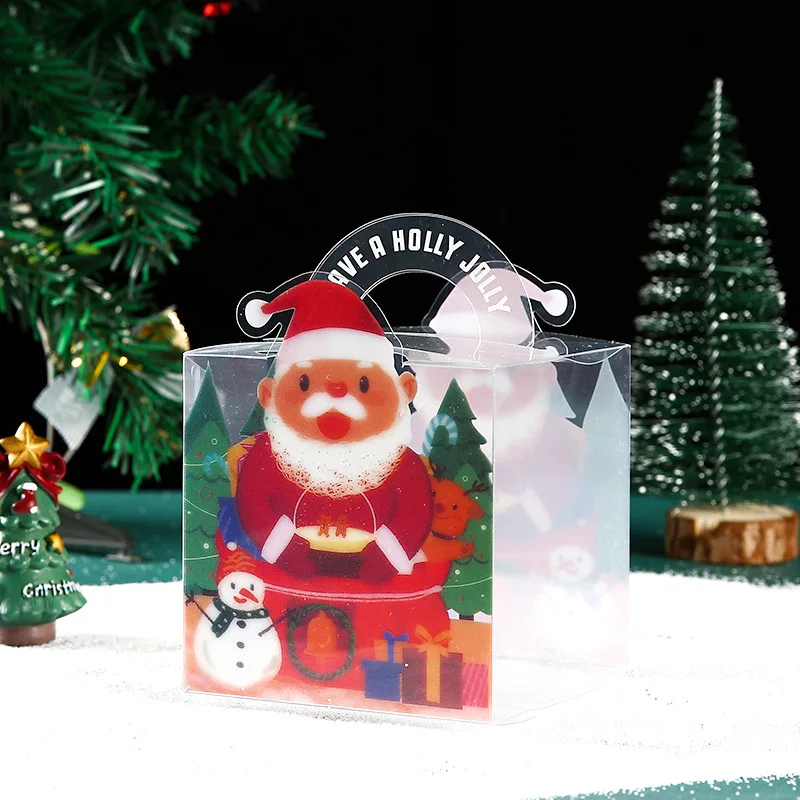 1 pz sacchetto regalo biscotto di natale trasparente caramelle scatole di mele Pvc Trasnparent Apple Packaging Box buon natale Decor per la casa 2023