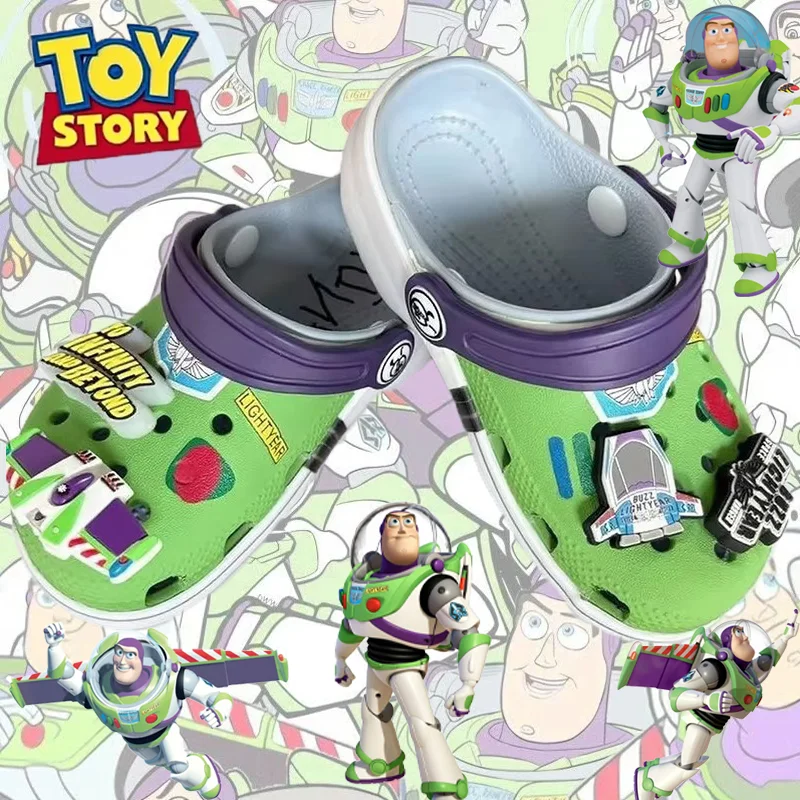 

Hot Sale Disney Hole Sandals Slippers Buzz Lightyear Sandals Cute Eva Anime Home Beach Ankle-Wrap Breathable Shoes Gift