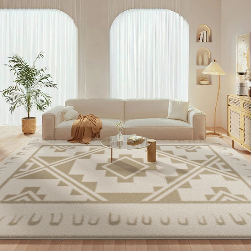 French Living Room Decoration Carpet Modern Cream Color Bedroom Bedside Fluffy Soft Rug Home Study Cloakroom Plush Non-slip Rugs