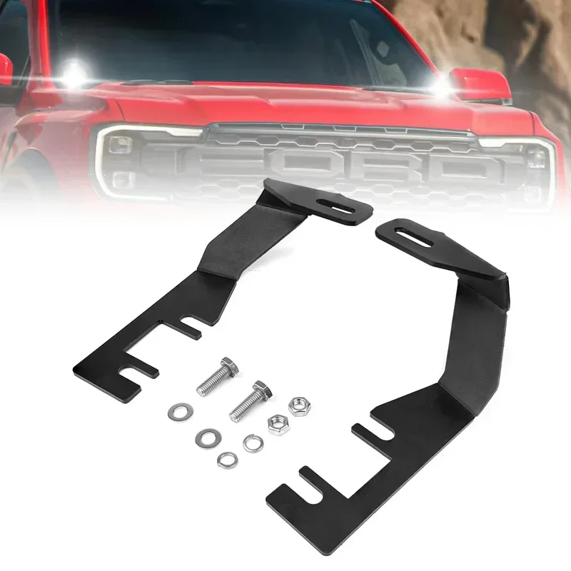2pcs Hood Light Bracket Mounting for Ford Ranger 2019- 2024 Pillar Ditch Pods Led Cube Work Lighting Mount Spotlight Holder
