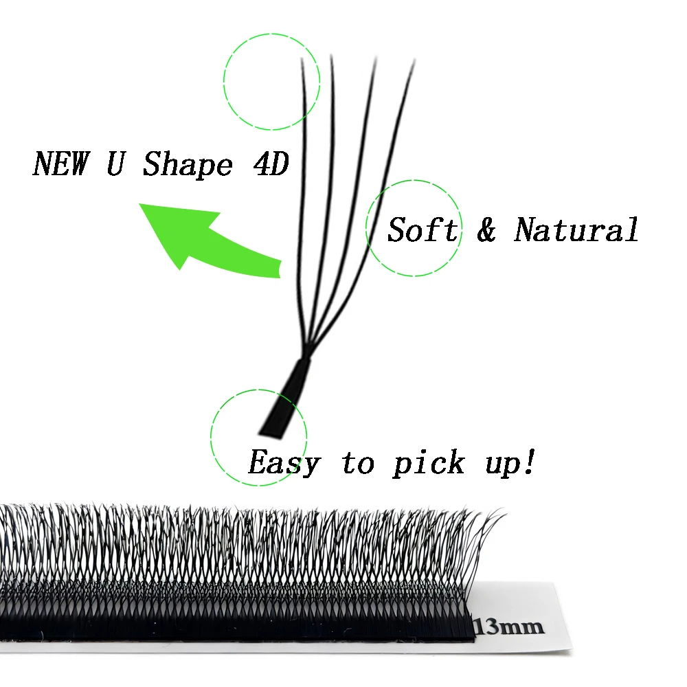 Qbeautylashes U Shape 4D Eyelash Extensions C D Curl Premium Soft Natural Volume False Eyelashes Premade Fan U Lashes Wholesale