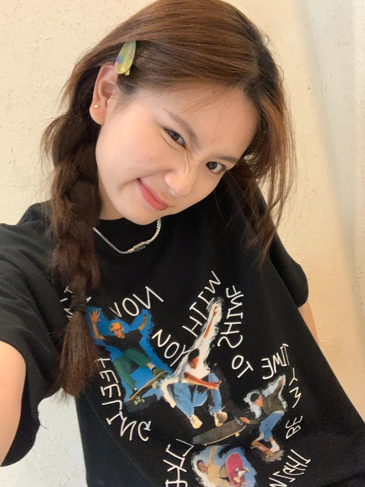 Camiseta holgada con estampado fiti pintado a mano para mujer, ropa de calle informal de verano, Camiseta de algodón INS Sle para pareja