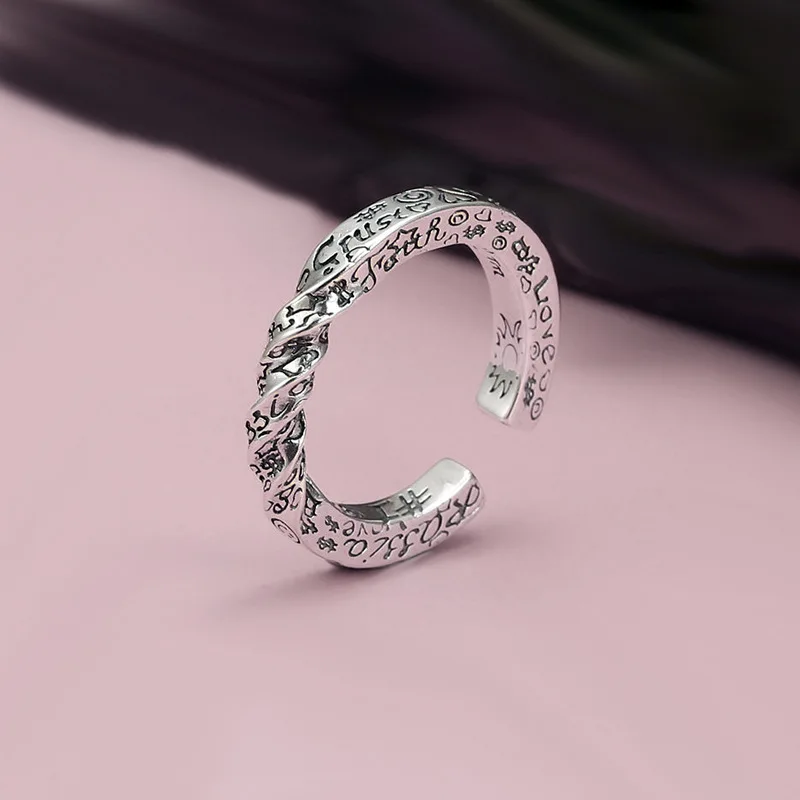 2023 New Arrival Retro Style Twist Graffiti Thai Silver Ladies Party Ring Jewelry For Women Wholesale Gifts Never Fade
