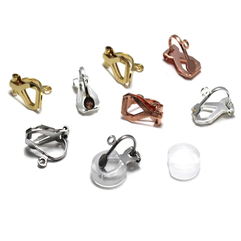 20pcs Stainless Steel Ear Clips Earrings Clasps Making Materials Gold Silver Clip on Earrings no Pierced DIY Earring Accessories