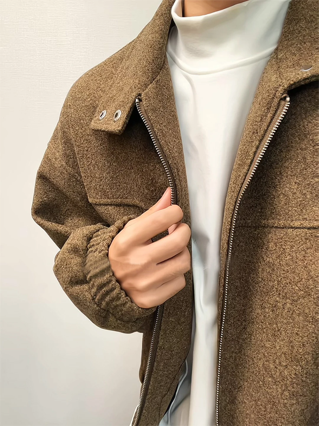 

Ретро-куртка с воротником-стойкой, мужская осенне-зимняя утепленная шерстяная куртка свободного кроя, универсальная верхняя одежда для пар, в американском стиле, с длинными рукавами