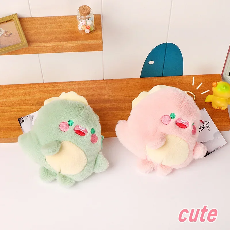 Cute Chubby Little Dinosaur Animals Soft Stuffed Plush Toys Hobbies Exquisite Kawaii Backpack Decoration Keychain Great Gifts