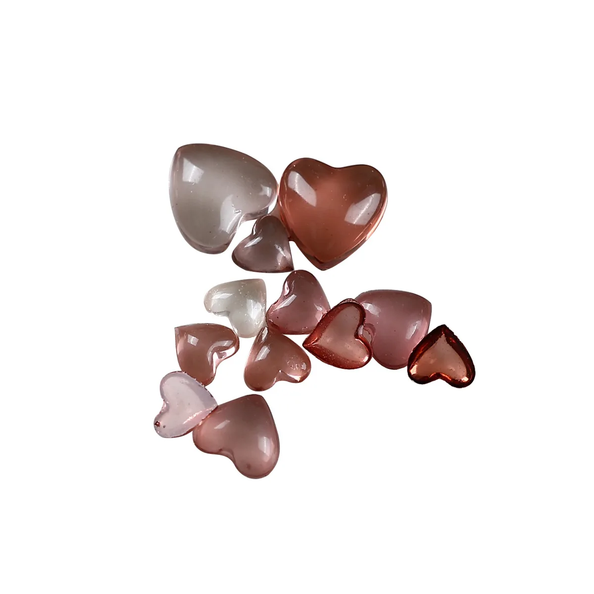 100PCS Ice Clear Maillard Mix Various Heart Ribbon Bow Camellia Flower Resin Nail Rhinestones Decorations Manicure Autumn Charms